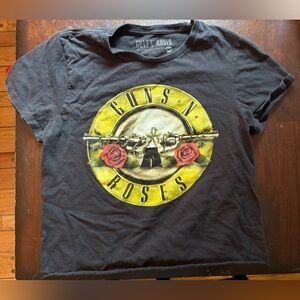 Women’s Vintage Guns N’ Roses Black Graphic Band Crop T-Shirt MD Medium